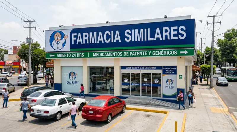 Mantrix Potencia: fachada de una sucursal de Farmacias Similares abierta las 24 horas