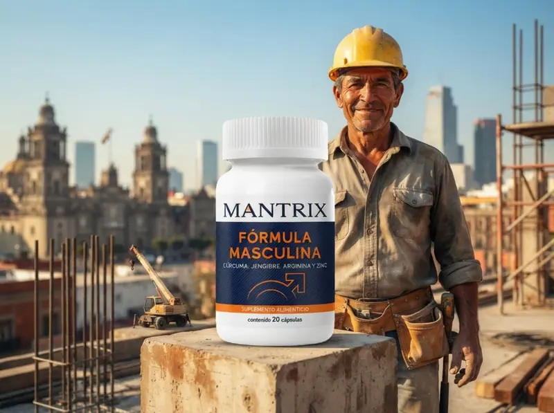 Mantrix Fórmula Masculina: trabajador de la construcción con casco en una obra de la Ciudad de México